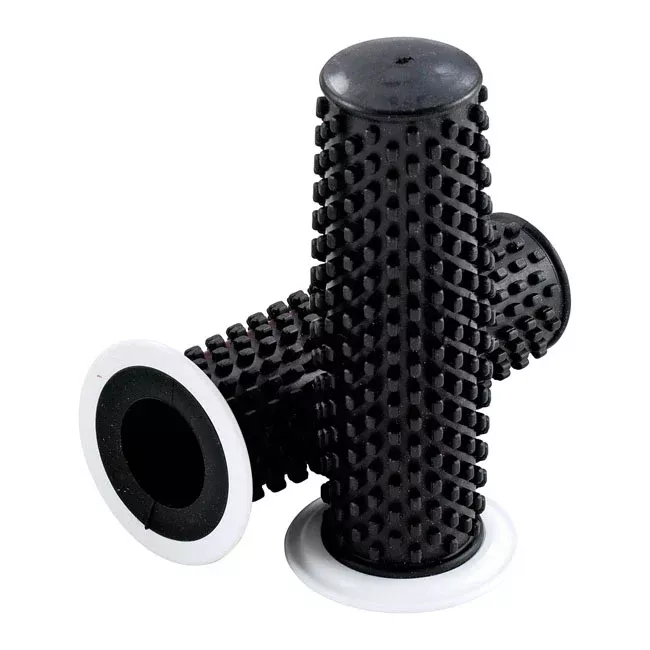 K-Tech Kustom Grips, Black W/White Flange For Harley-Davidson