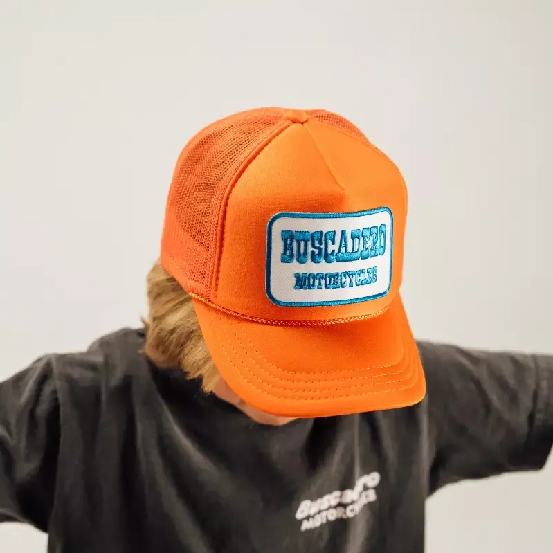Kids ‘Blue Barrel’ Foam Trucker Hat – Orange