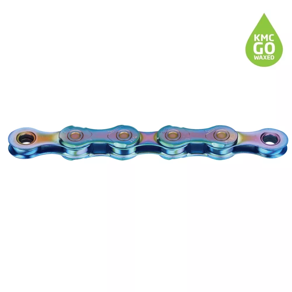 KMC X11 WAXED Chain - 11-speed - Aurora Blue with Quick Link