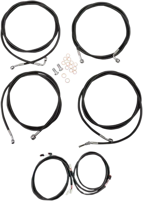 LA CHOPPERS - Black Vinyl Cable Extension Kit for 18" - 20" Ape Hanger Handlebars - Fits 2017-2020 Harley Touring M8 models w/ ABS - LA-8054KT3-19B
