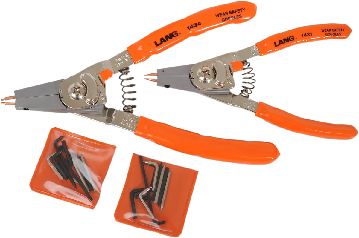 LANG TOOLS Pliers - Retaining Ring 1450 with Interchangeable Tips for Internal and External Rings