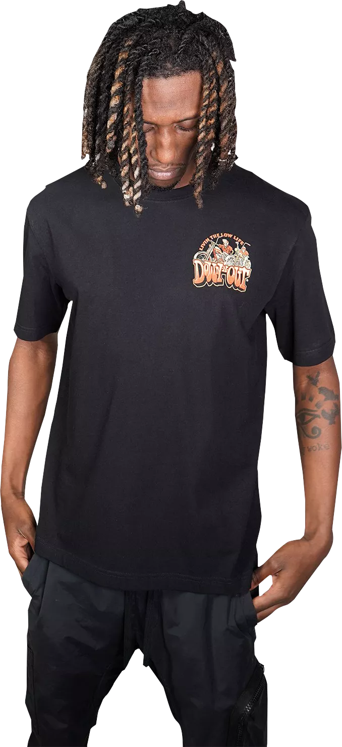 LETHAL THREAT Down-N-Out 4 Life T-Shirt - Black - XL DT10044XL