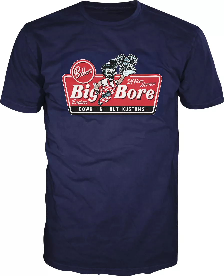 LETHAL THREAT Down-N-Out Big Bore T-Shirt - Navy - Large DT10048L