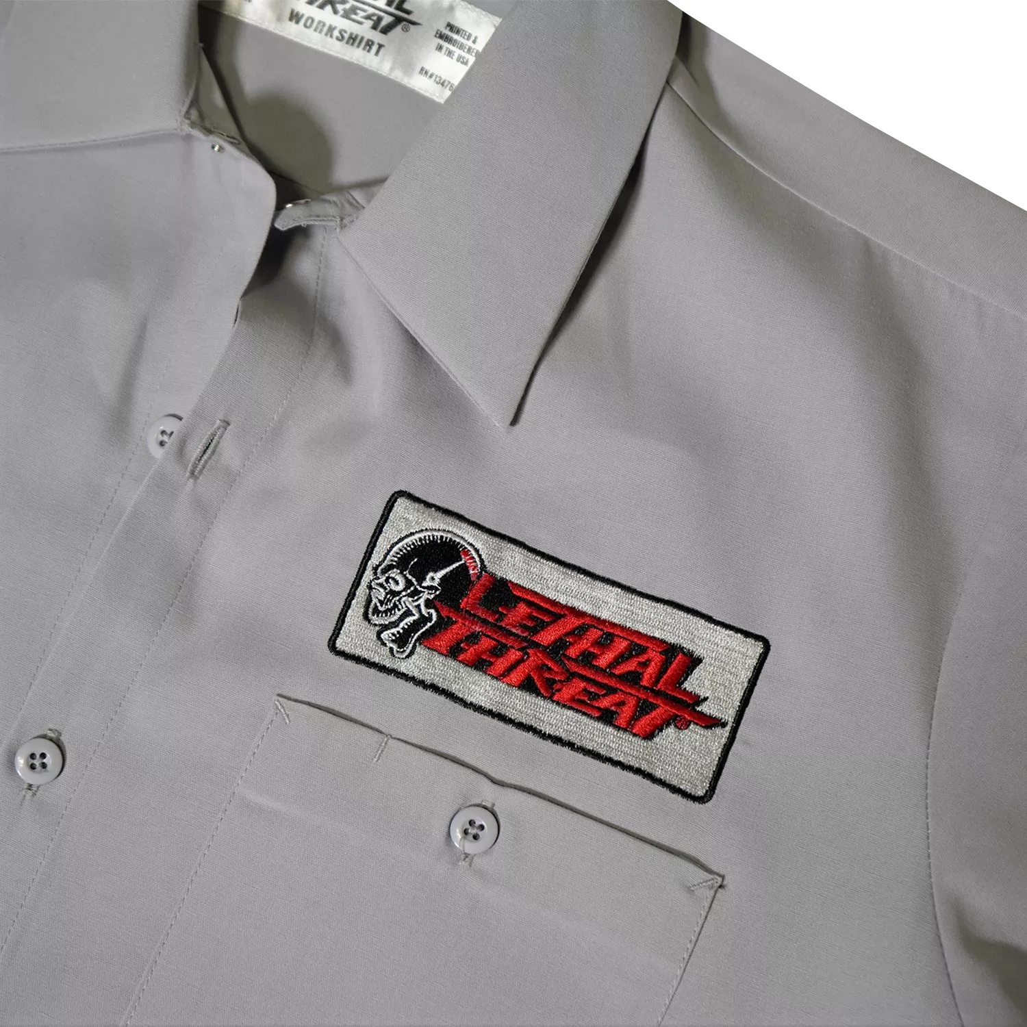 Lethal Threat Red Bomber Pinup Shop Shirt * Gray, Size 2XL, Part Number DG60164XXL