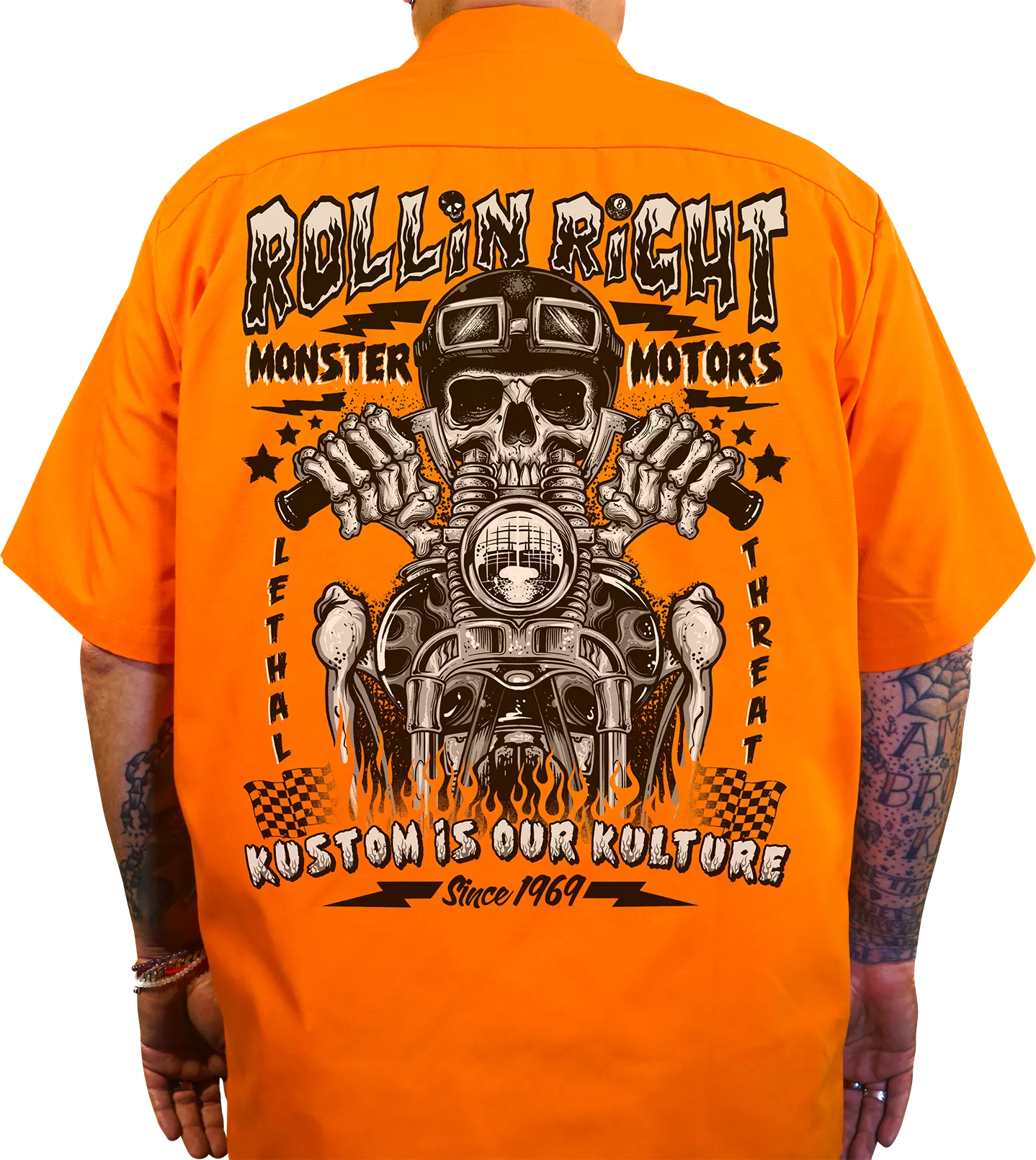 Lethal Threat Rollin Right Shop Shirt in Orange - 4XL DG60173-4XL