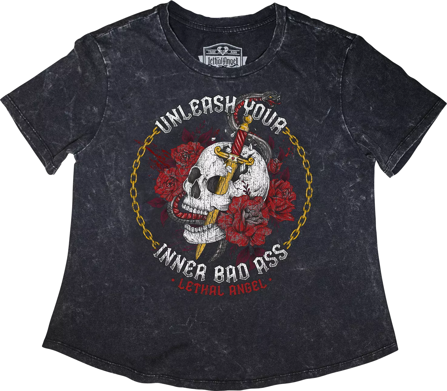 Lethal Threat Women's Unleashed Skull T-Shirt - Gray, XL - LA70208XL