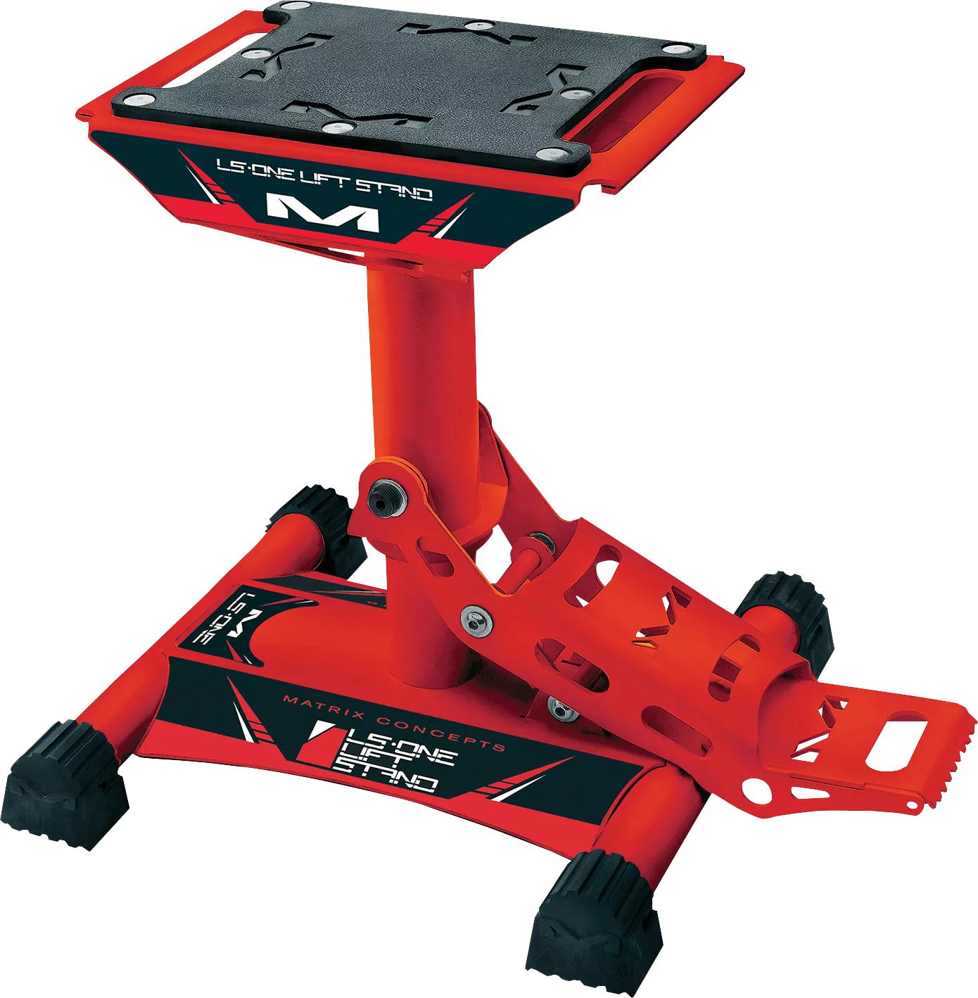 MATRIX CONCEPTS LS1-102 Solid Red Motorcycle Stand with Anti-Slip Top and Easy-Operate Pedal