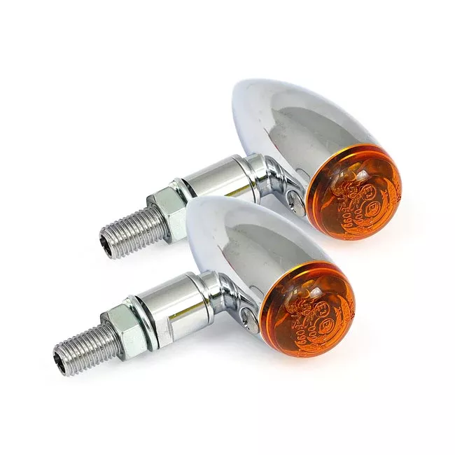 Micro Bullet Turn Signals, Smooth Chrome for Harley-Davidson