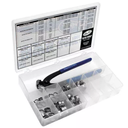 Motion Pro - 80-Piece Stepless Clamp Fuel Line Fittings Kit with Pincer Tool