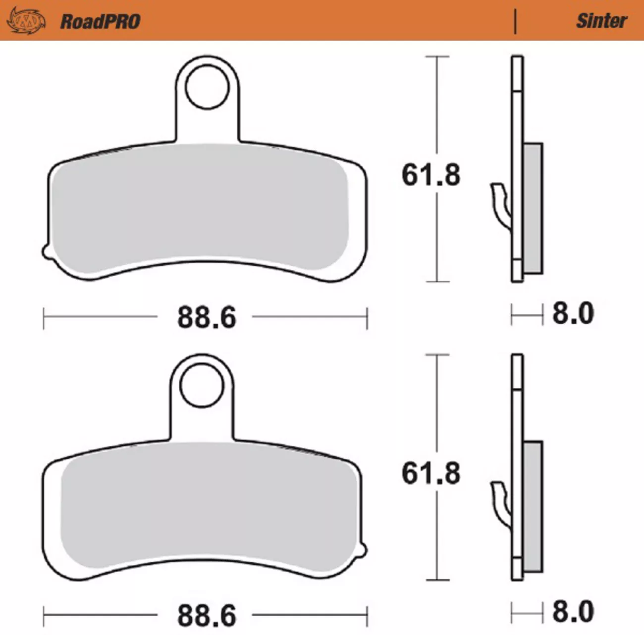 MOTO-MASTER Sintered Series Brake Pads 411501-PU for High-Performance Motorcycles