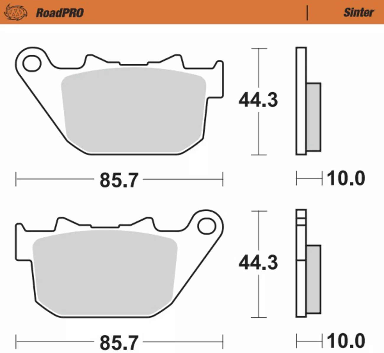MOTO-MASTER Sintered Series Brake Pads - Part 411802-PU for High-Performance Motorcycles
