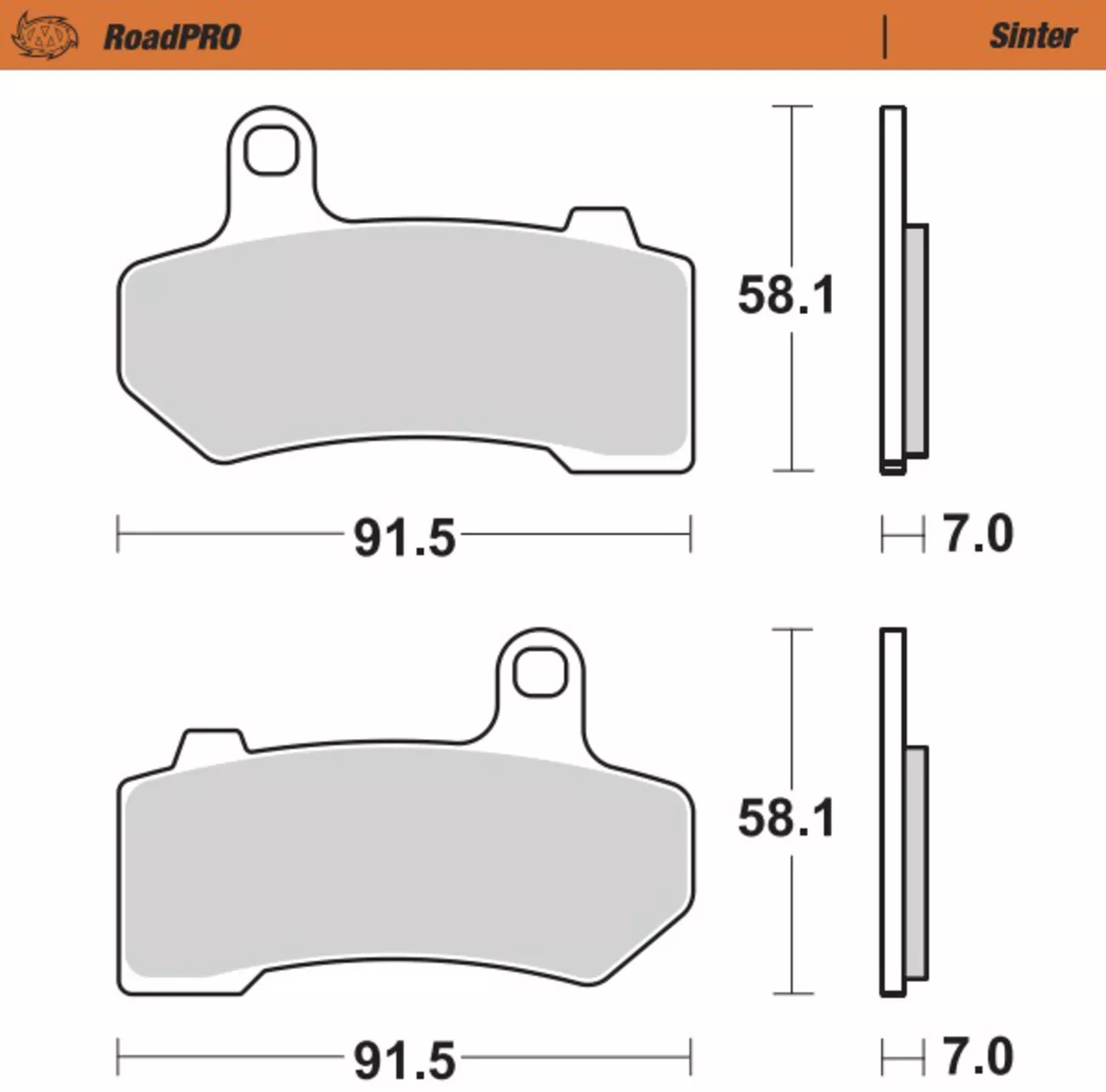 MOTO-MASTER Sintered Series Brake Pads - Part 412202-PU for High-Performance Motorcycles