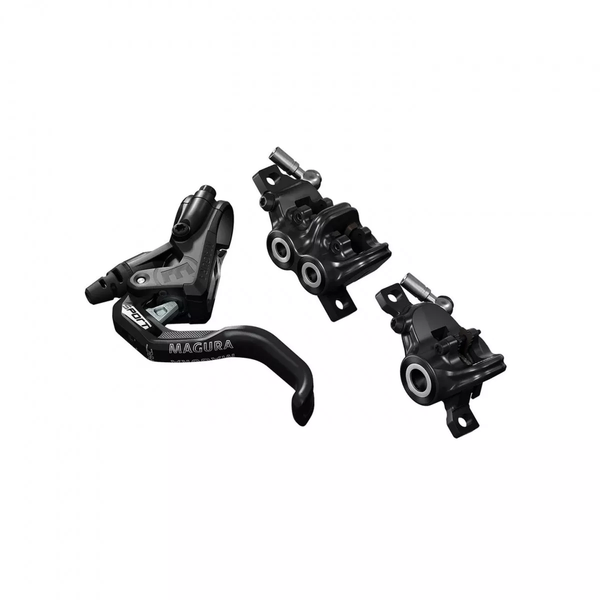 MT TRAIL SPORT, 1-finger HC lever blade, suitable for mounting left or right, 2,000 mm/1, 00 mm tubing length, set consisting of one brake for front wheel (4 pistons) and one brake for rear wheel (2 pistons), incl. accessories (PU = 1 set)