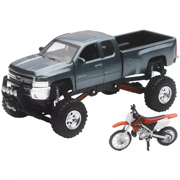 New Ray Toys - Chevy 4x4 Honda CR250R 1:32 Scale Truck Set