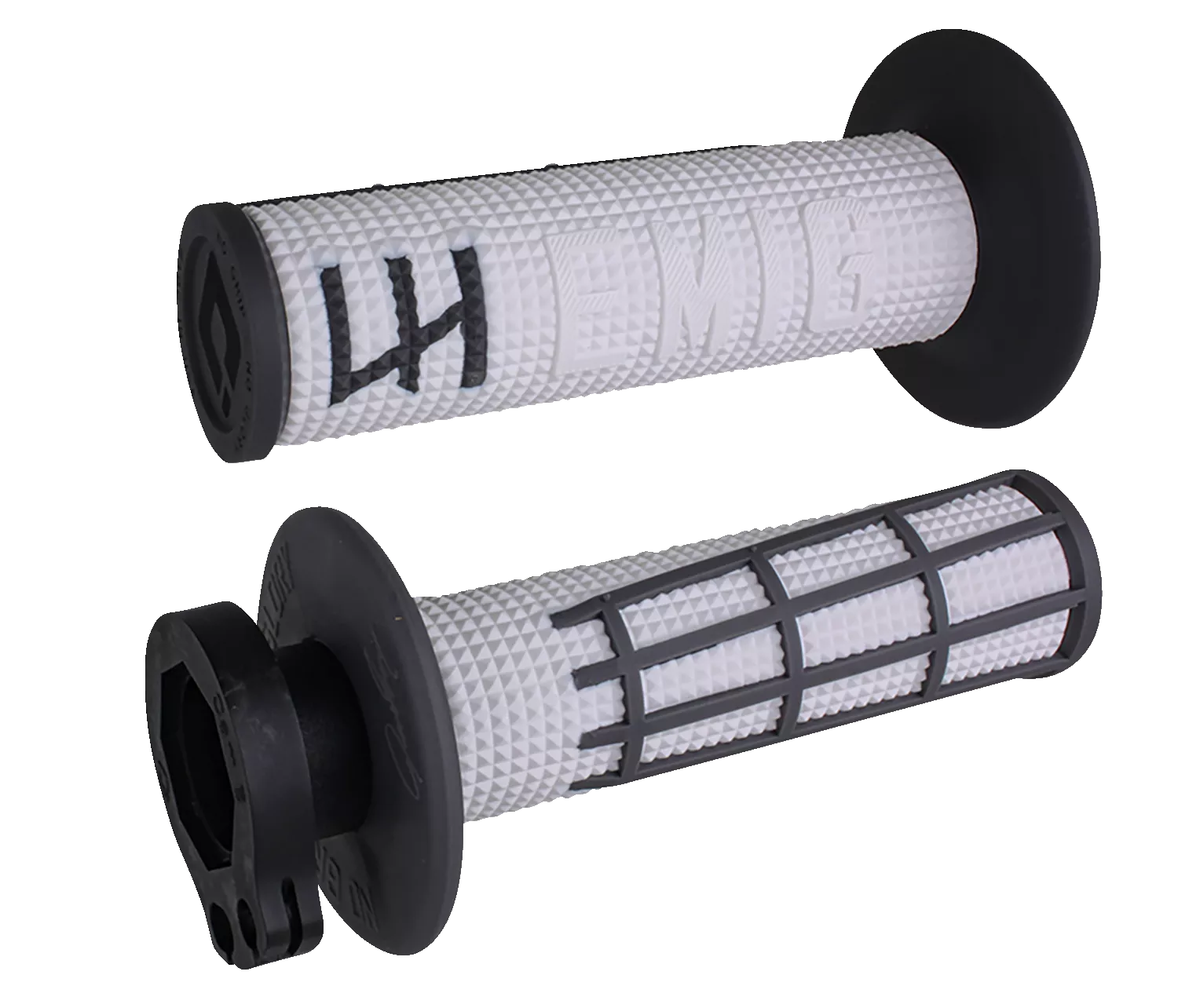 ODI Emig 2.0 Lock-On Grips White/Graphite H36E2WH by ODI * Signature Grip of AMA Champion