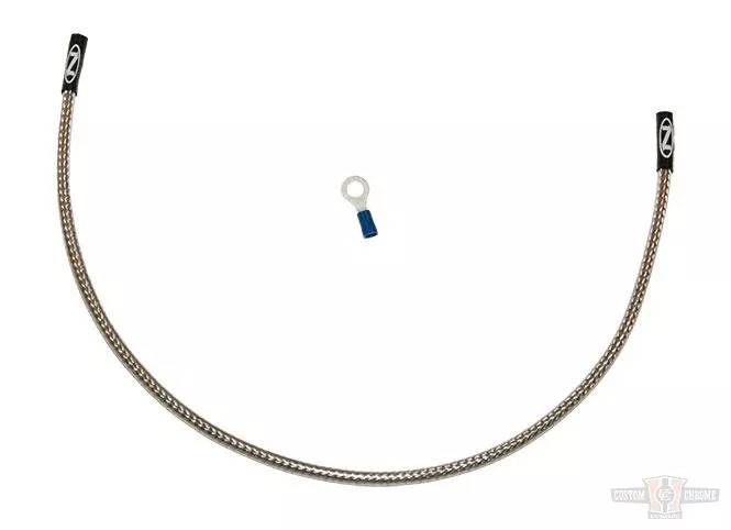 Oil Sending Harness Cover, Stainless Braided And Clear Coated, Stock Length, Universal Fitment For Harley-Davidson