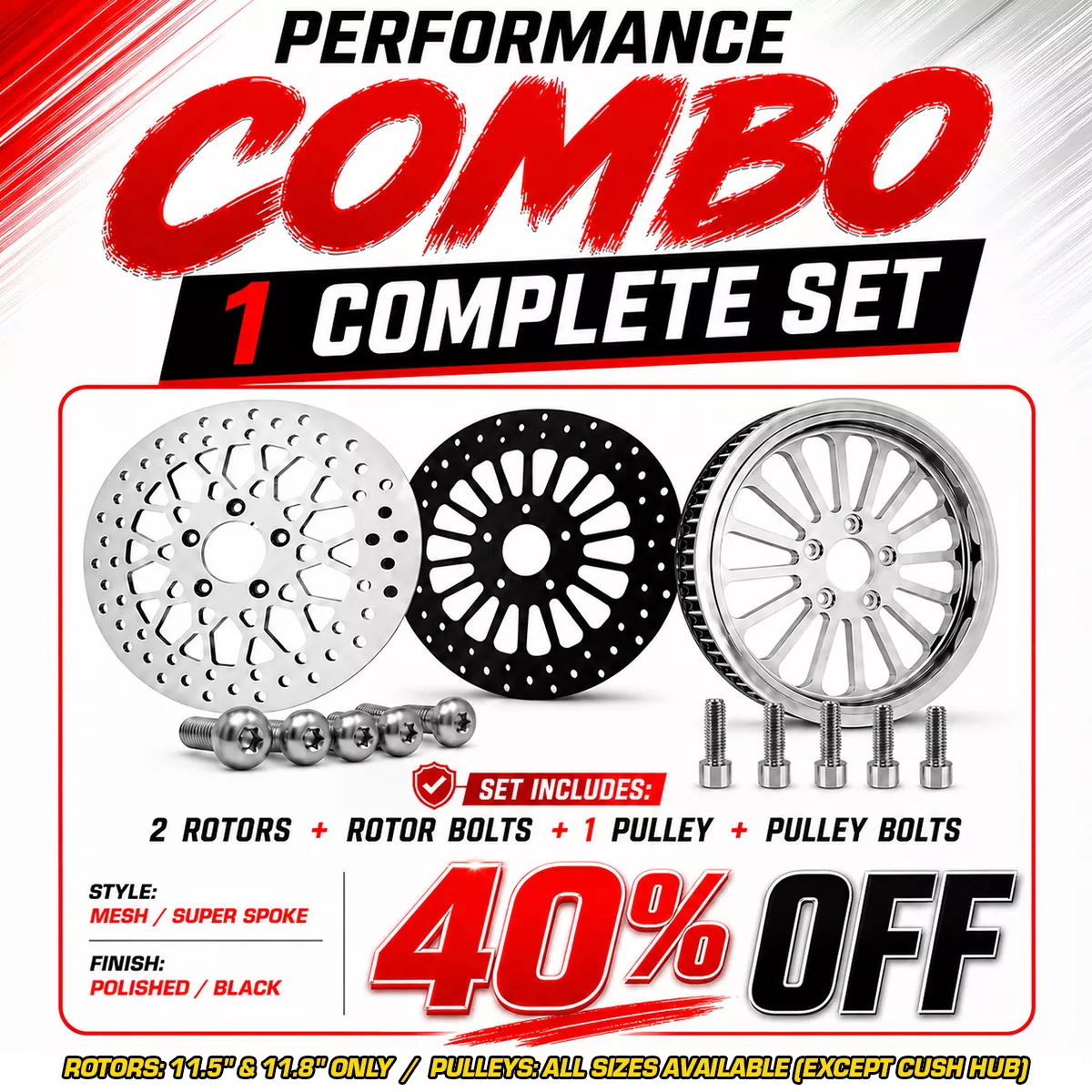 Performance Combo KitBrake Rotors & Pulley Complete Set