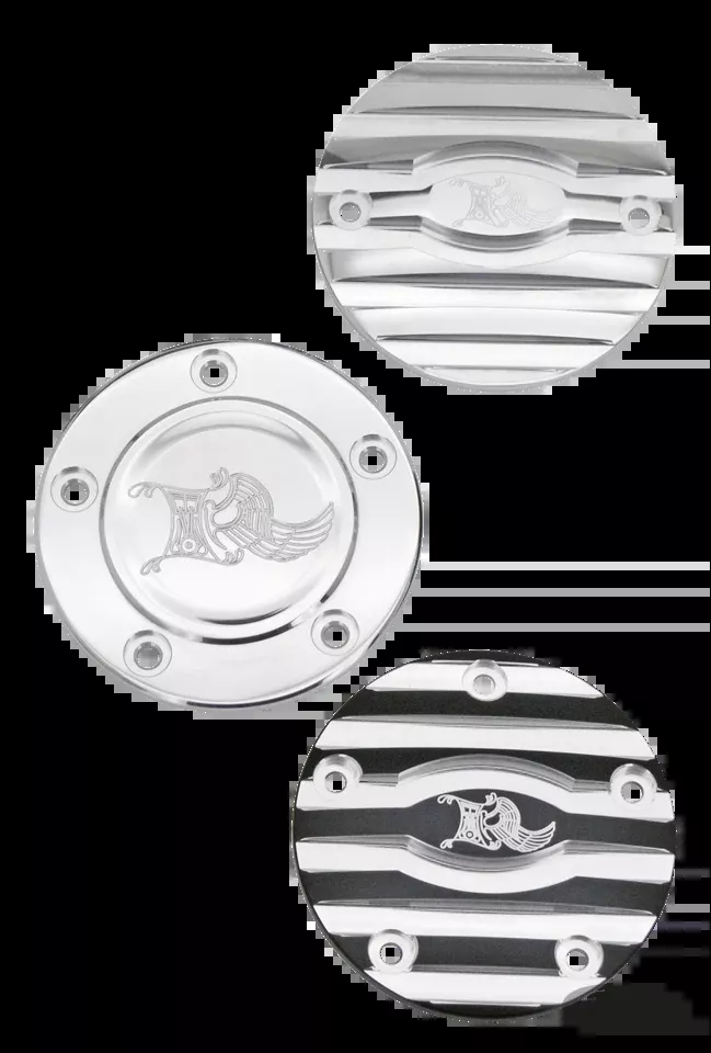 Point cover 2-hole Black/Machine cut Ribbed For Harley-Davidson
