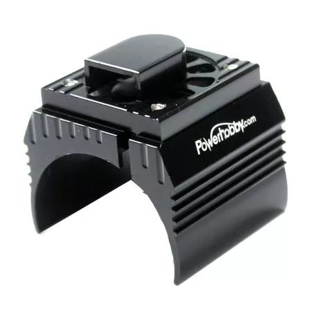 Power Hobby - Aluminum Motor Heatsink & Cooling Fan For 1/8 Size Motors, Black