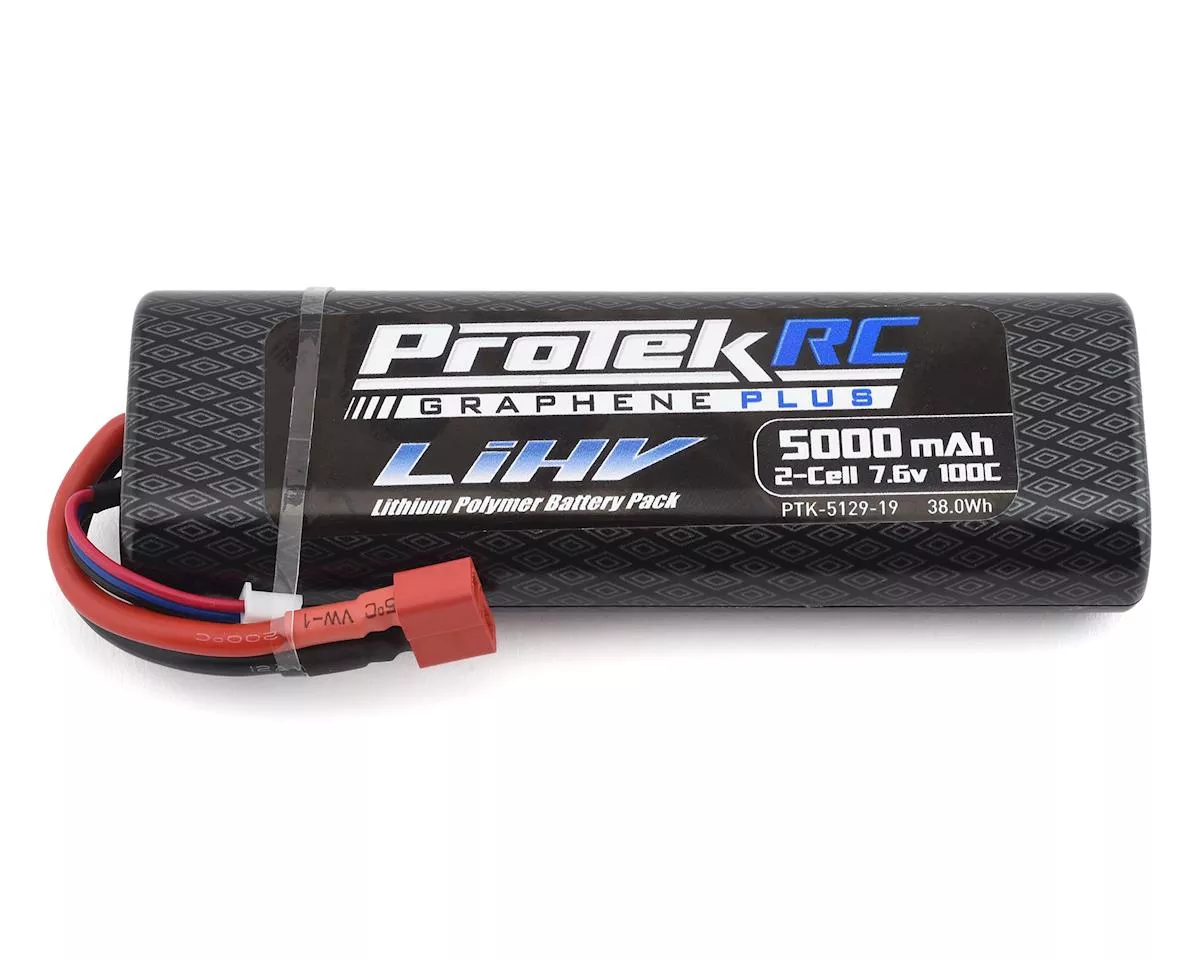 ProTek RC 2S 100C Si-Graphene + HV LiPo Stick Pack TCS Battery (7.6V/5000mAh) w/T-Style Connector (ROAR Approved) - PTK-5129-19
