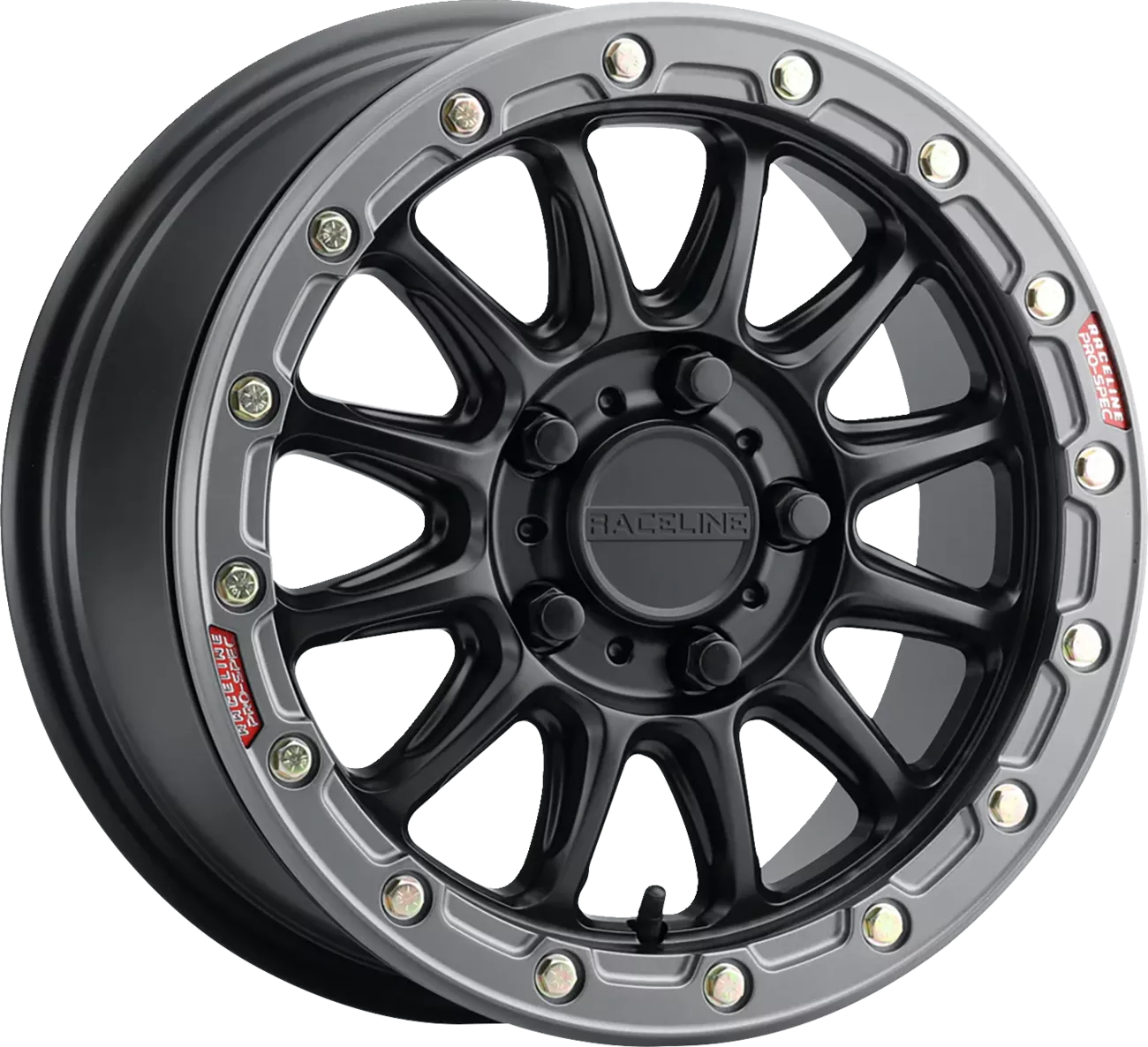 RACELINE WHEELS Alpha 17x7 Black with Gun Metal Ring Wheel - Front/Rear - Part A14BG-77012+25