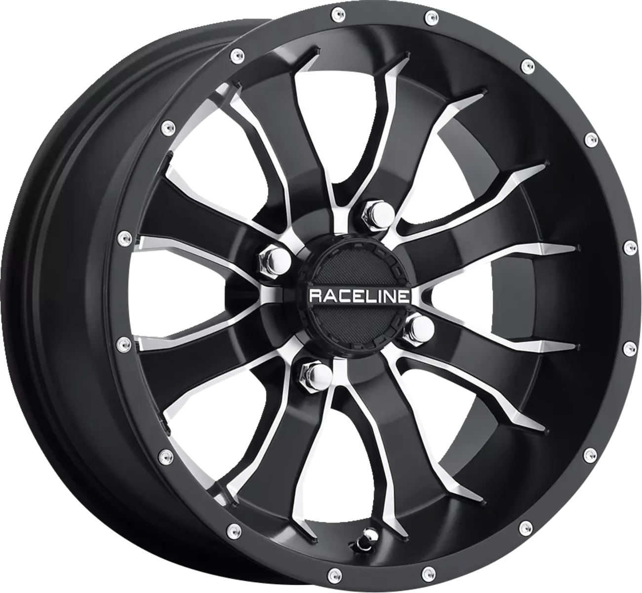 Raceline Wheels Mamba Rear Wheel - 9x8 Inches Black and Machined Finish - Part Number A7798011-35