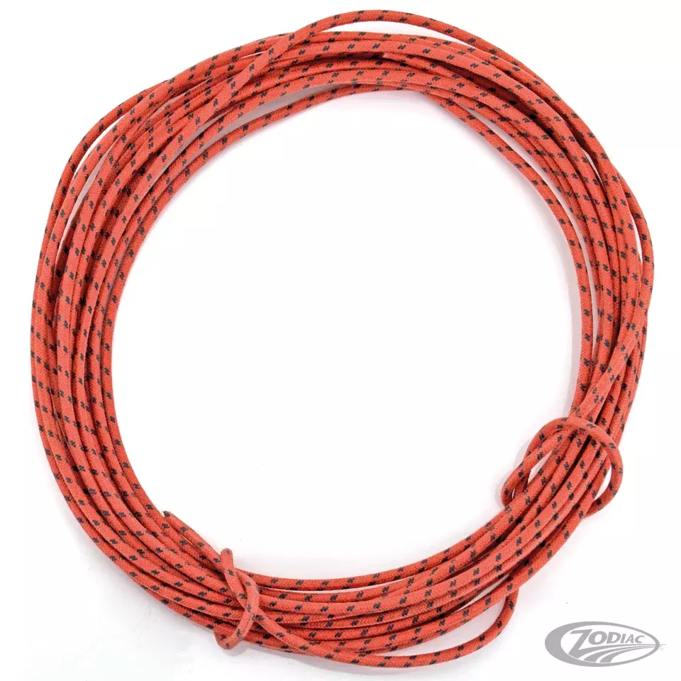 Red cotton wire w/black tracer 25ft For Harley-Davidson