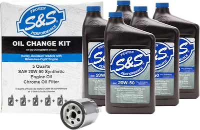 S&S CYCLE M8 Oil Change Kit w/ Black Oil Filter for ALL 2017-2024 Harley-Davidson M8 Motorcycle models -5 quarts - 218945
