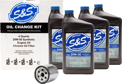 S&S CYCLE Oil Change Kit w/ Black Oil Filter for 1984-1999 Harley-Davidson Evolution Big Twins & 1986-2022 Sportster - 218941