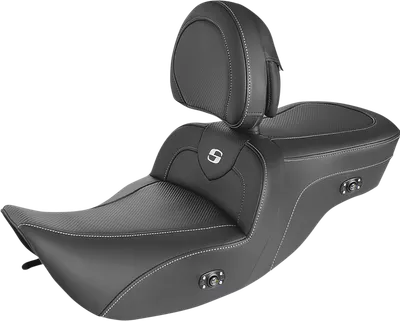 SADDLEMEN Heated Roadsofa* Seat - Carbon Fiber - W/Backrest 897-06-185BRHC