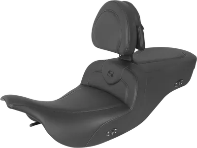 SADDLEMEN Heated RoadSofa* Seat - With Backrest - Black W/Black Stitching 897-07-187BRHCT