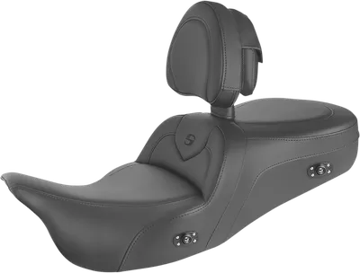 SADDLEMEN Heated RoadSofa* Seat - With Backrest - Black w/Black Stitching - Trikes 808-07B-187TBRH