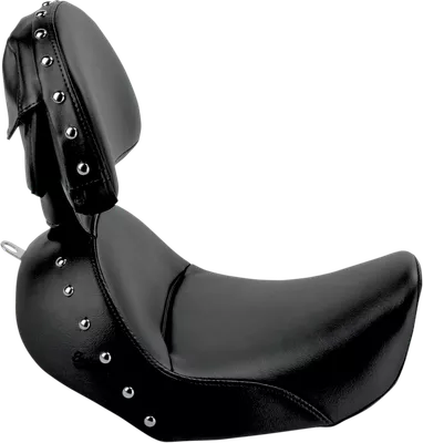 SADDLEMEN Heels Down Solo Seat - With Backrest - Studded - Black - Dyna 806-04-0031
