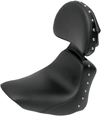 SADDLEMEN Heels Down Solo Seat - With Backrest - Studded - Black - FLSTC 806-15-0031