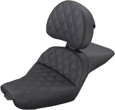 SADDLEMEN LS Lattice Stitched Explorer with Driver Backrest, Black for 2004-2022 Harley Sportster XL models with 4.5 gal. Gas Tank - 807-03-030LS