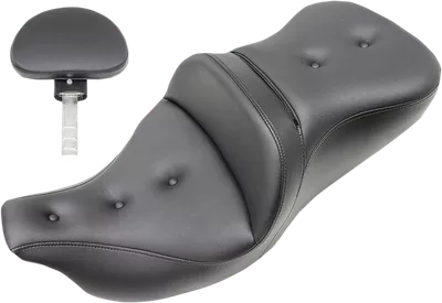 SADDLEMEN Pillow-Top Roadsofa* Seat - with Backrest - Black - FLH/FLT '08-'23 808-07B-181BR