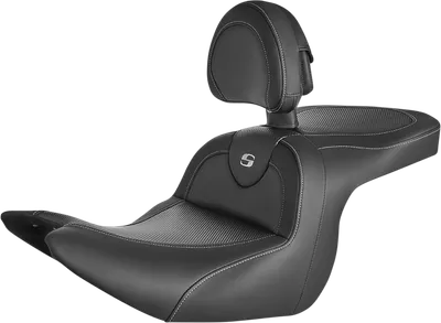 SADDLEMEN Roadsofa* Carbon Fiber Seat - Carbon Fiber Weave - with Backrest - GL1800 '18-'23 H18-07-185BR
