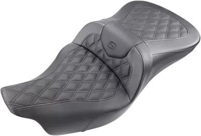 SADDLEMEN Roadsofa* Seat - Full Lattice Stitch - without Backrest - Black - '09-'23 FLHTCUTG 808-07B-182T