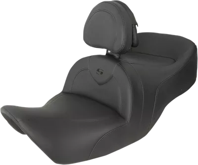 SADDLEMEN RoadSofa* Seat - with Backrest - Black w/ Black Stitching - GL1800 '01-'10 H01-07-187BR