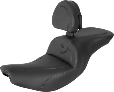 SADDLEMEN RoadSofa* Seat - with Backrest - Black w/ Black Stitching - Indian '14-'23 I14-07-187BR