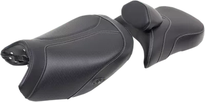 SADDLEMEN Seat - Adventure Tour - Two-Piece - Standard - With Lumbar Backrest - Stitched - Black - Heated 0810-BM33RHCT