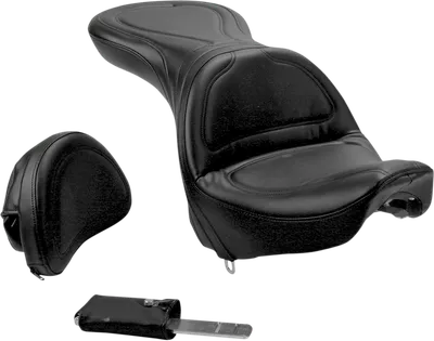 SADDLEMEN Seat - Explorer* - With Backrest - Stitched - Black - Deuce 8252JS