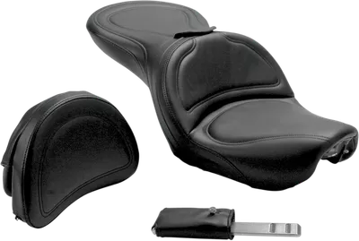 SADDLEMEN Seat - Explorer* - With Backrest - Stitched - Black - FXD '04-'05 804-04-0301