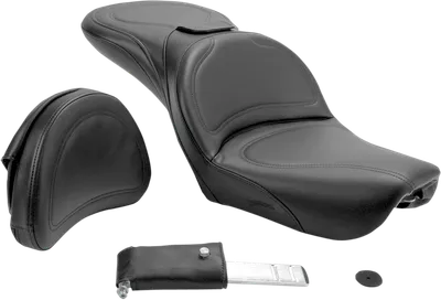 SADDLEMEN Seat - Explorer* - With Backrest - Stitched - Black - FXDWG '04-'05 804-05-0301
