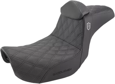 SADDLEMEN Seat - Pro Series SDC Performance With Backrest - Full Lattice Stitch/Lumbar Gripper - Black SC80604DBKRT