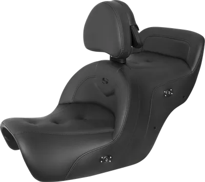 SADDLEMEN Seat - RoadSofa* - with Backrest - Pillow Top - Black - Heated - GL1500 '88-'00 H88-07-181BRHCT