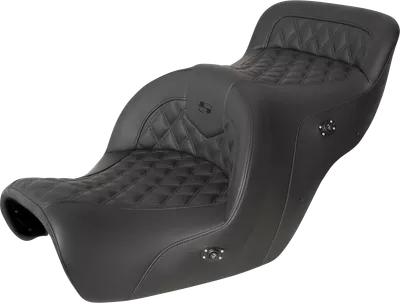 SADDLEMEN Seat - Roadsofa* - without Backrest - Full Lattice Stitch - Black - Heated - GL1500 '88-'00 H88-07-182HCT