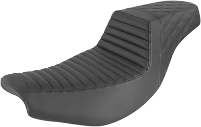SADDLEMEN Step Up Seat - Front Tuck-n'-Roll/Rear Lattice - Black - Indian I14-07-176