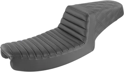 SADDLEMEN Step-Up Seat - Front Tuck-n-Roll/Rear Lattice Stitch - Black - Dyna 891-04-176