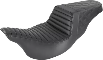 SADDLEMEN Step-Up Seat - Front Tuck-n-Roll/Rear Lattice Stitch - Black - FL '08-23 808-07B-176